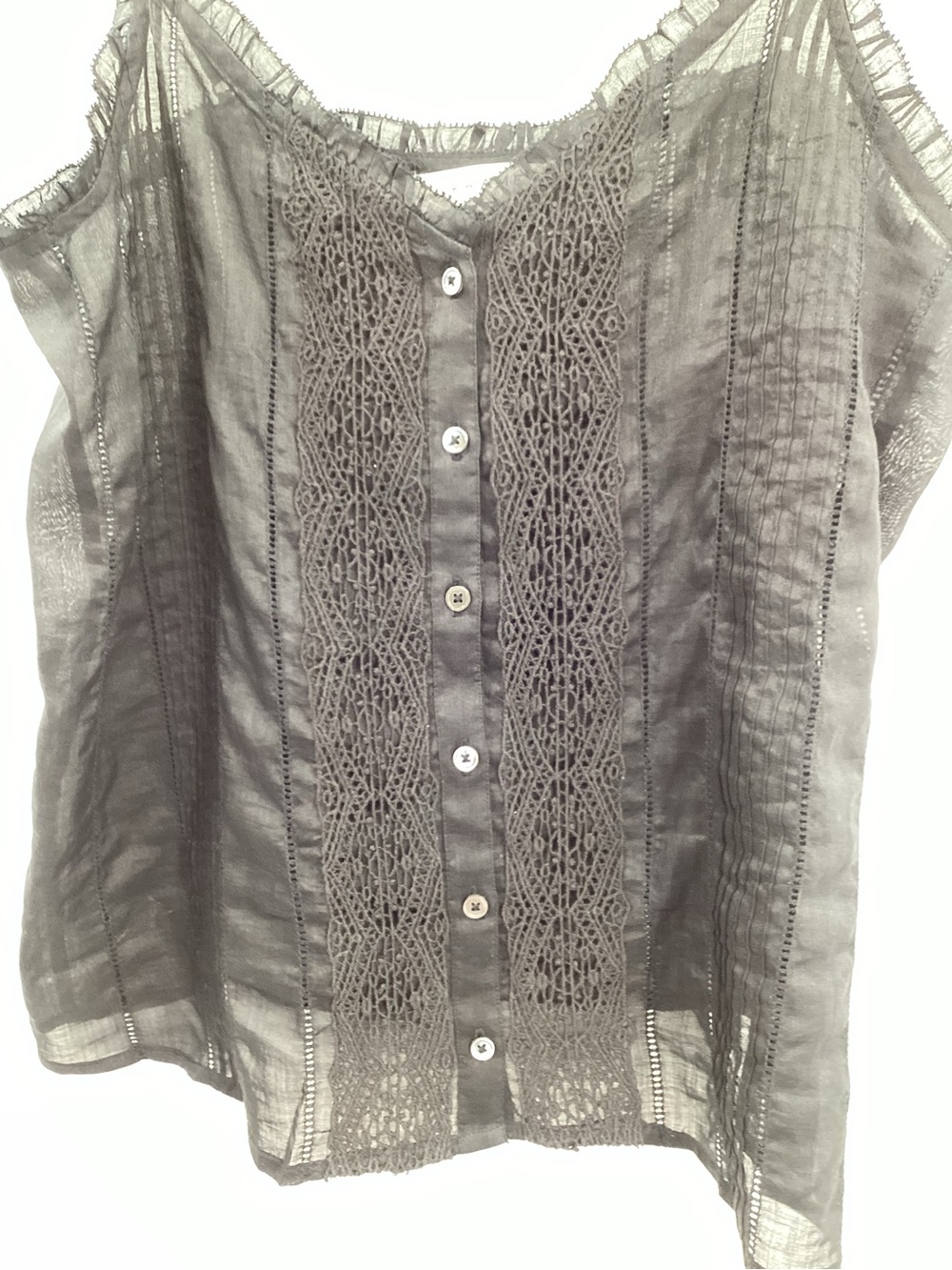 Frame Black Lace-Front Button Ramie Cami - Picture 4 of 10